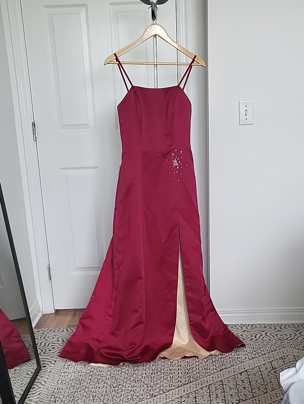 Burgundy Evening Gown with Side Slit